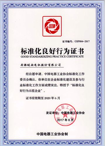 好色先生视频污電機(jī):2017年標(biāo)準化良好行(háng)為企(qǐ)業 好色先生视频污電機:2017年標準化良好行為企業